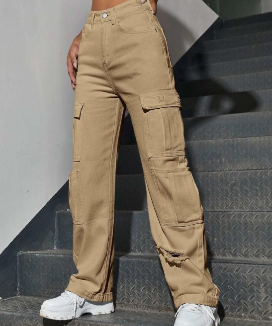 Plain Pocket Ripped Jeans