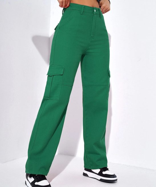 Long Length Regular Fit Denim Cargo Pants