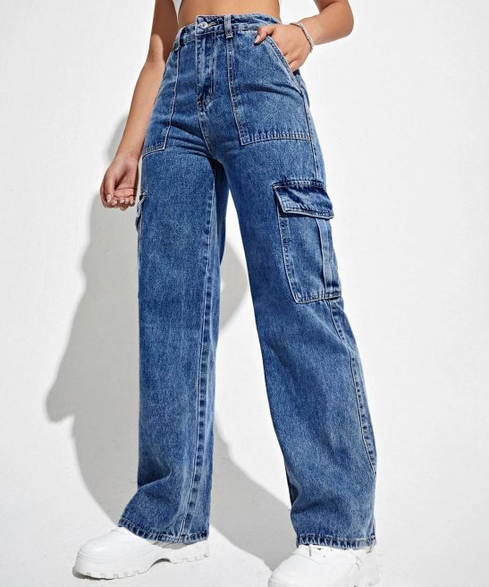 High Waisted Cargo Jeans