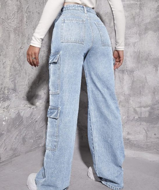 Denim Flap Pocket Cargo Jeans