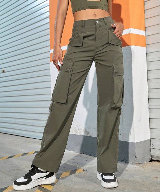 Casual Plain Zipper Cargo Pant
